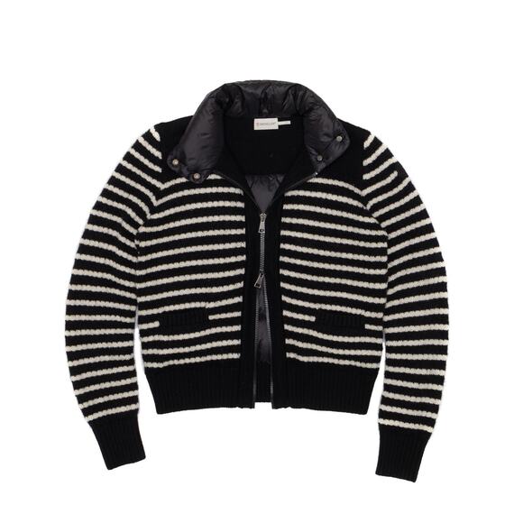 1.6k$ MONCLER Striped Cardigan Tricot Wool Down Jacket Size : XS - Picture 1 of 16